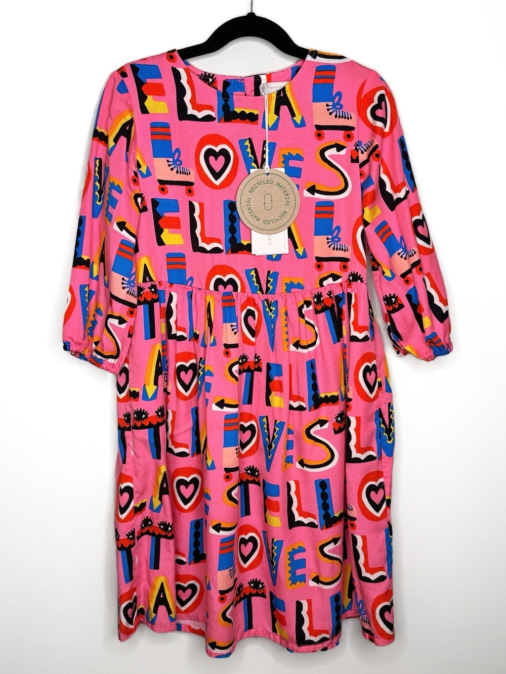 NWT Stella McCartney Kids “STELLA LOVES” Pink Roller Skate Dress - Girls Size 8